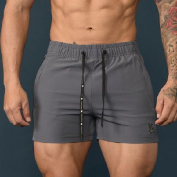 YoungLA M Men Bodybuilding Short Shorts Athletic Gym Training Pockets Gray - Picture 11 of 11